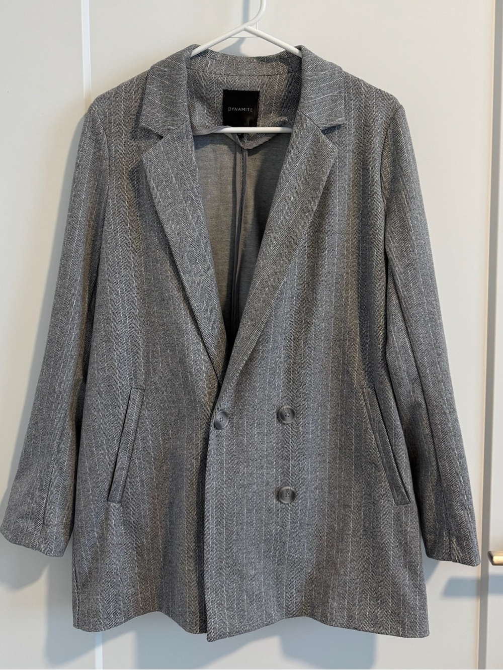 Women's Dynamite Gray Double-Breasted Blazer Coat